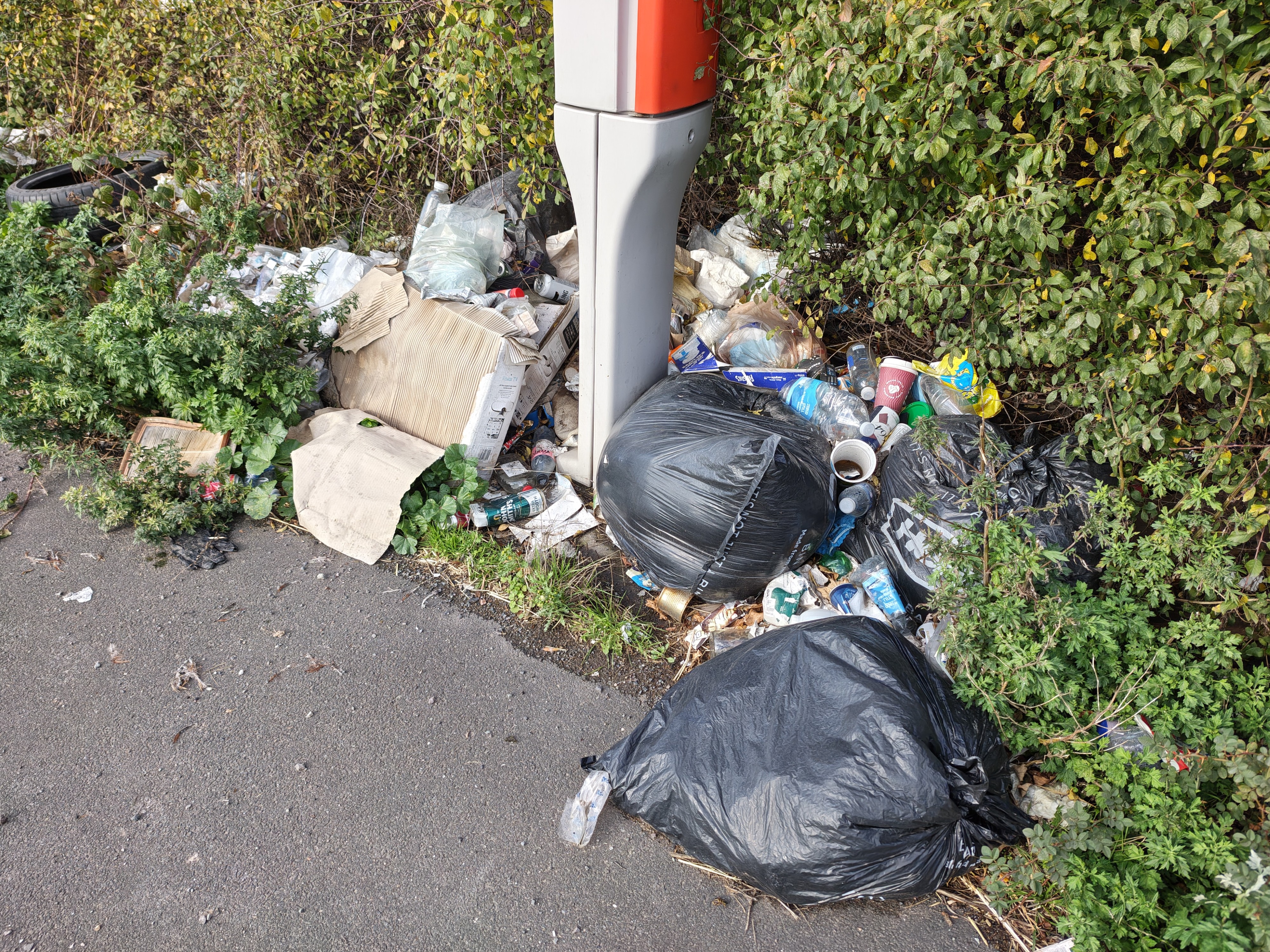 Litter at a roadside layby